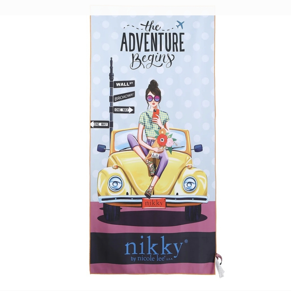 NIKKY Nicole Lee Microfiber Beach Towel with Carrying Bag Pool Spa 64x31…